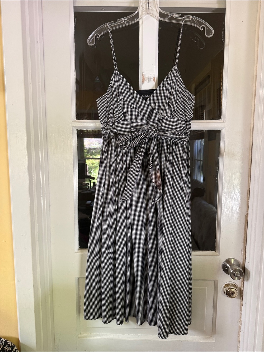 Alexandra Bartlett Black & White Gingham Tie-Waist Midi Dress